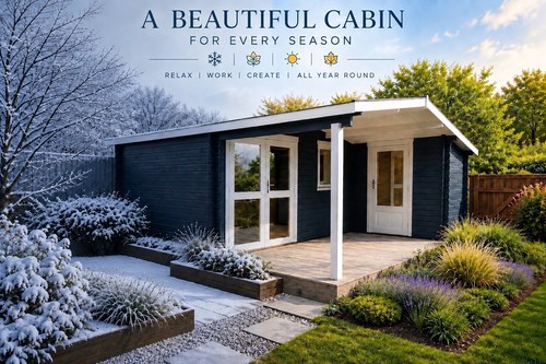 Log cabin with side - annex, for