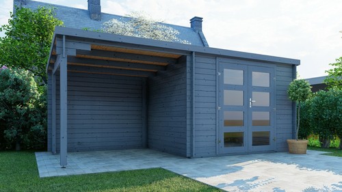 Log cabin with - log, porch