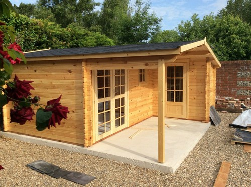 Log cabin with side annex - log,
