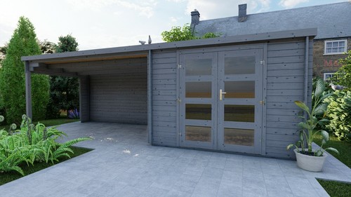 Log cabin with porch - log,